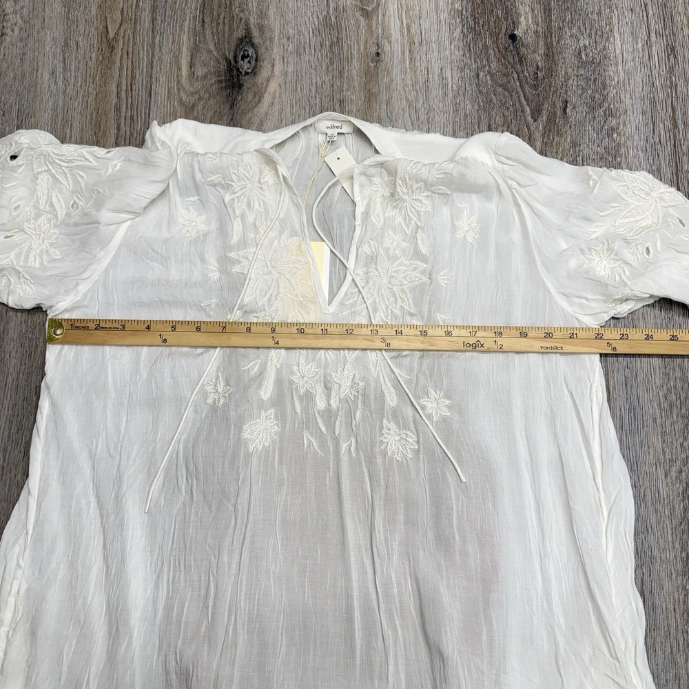 NWT Wilfred Boho Dress M White Embroidery Lace Swim Cover-up w/Liner MSRP $150 - Picture 6 of 11